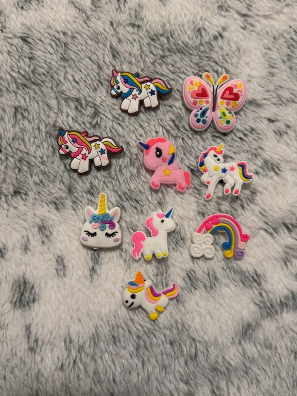 CROCS Kids Pink Rainbow Unicorn Butterfly Jibbitz Shoe Charms